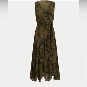 LAUREN RALPH LAUREN Belted Zebra-Print Georgette Dress